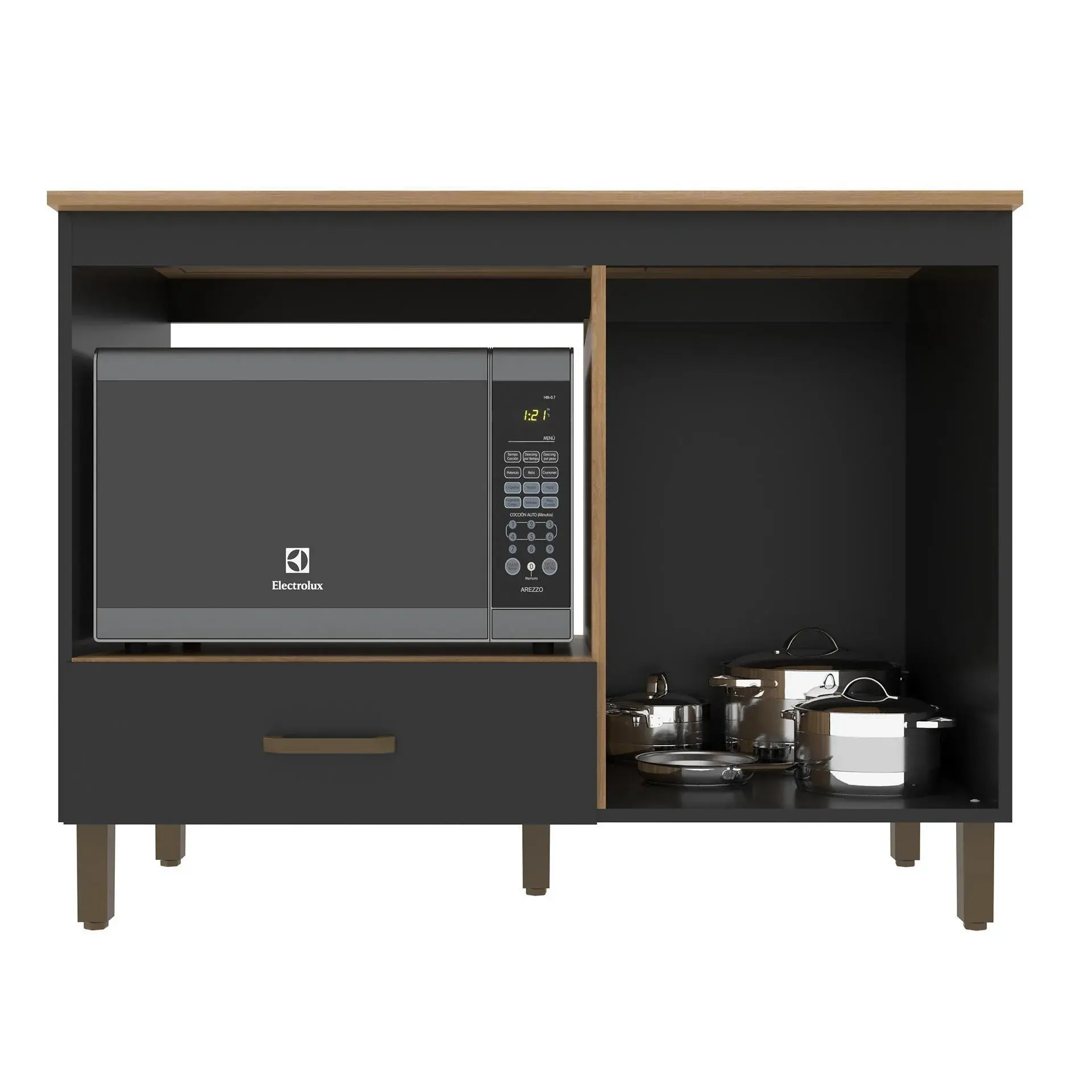 BALCOM ROMA 1 BALCON COOKTOP ROMA NG/NOGAL MANCHEST - Imagen 1