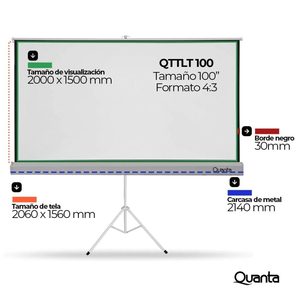 403a7b22167bb1a79b14224029220da5 PANTALLA DE PROYECCION QUANTA QTTLT 100 100 - Imagen 1