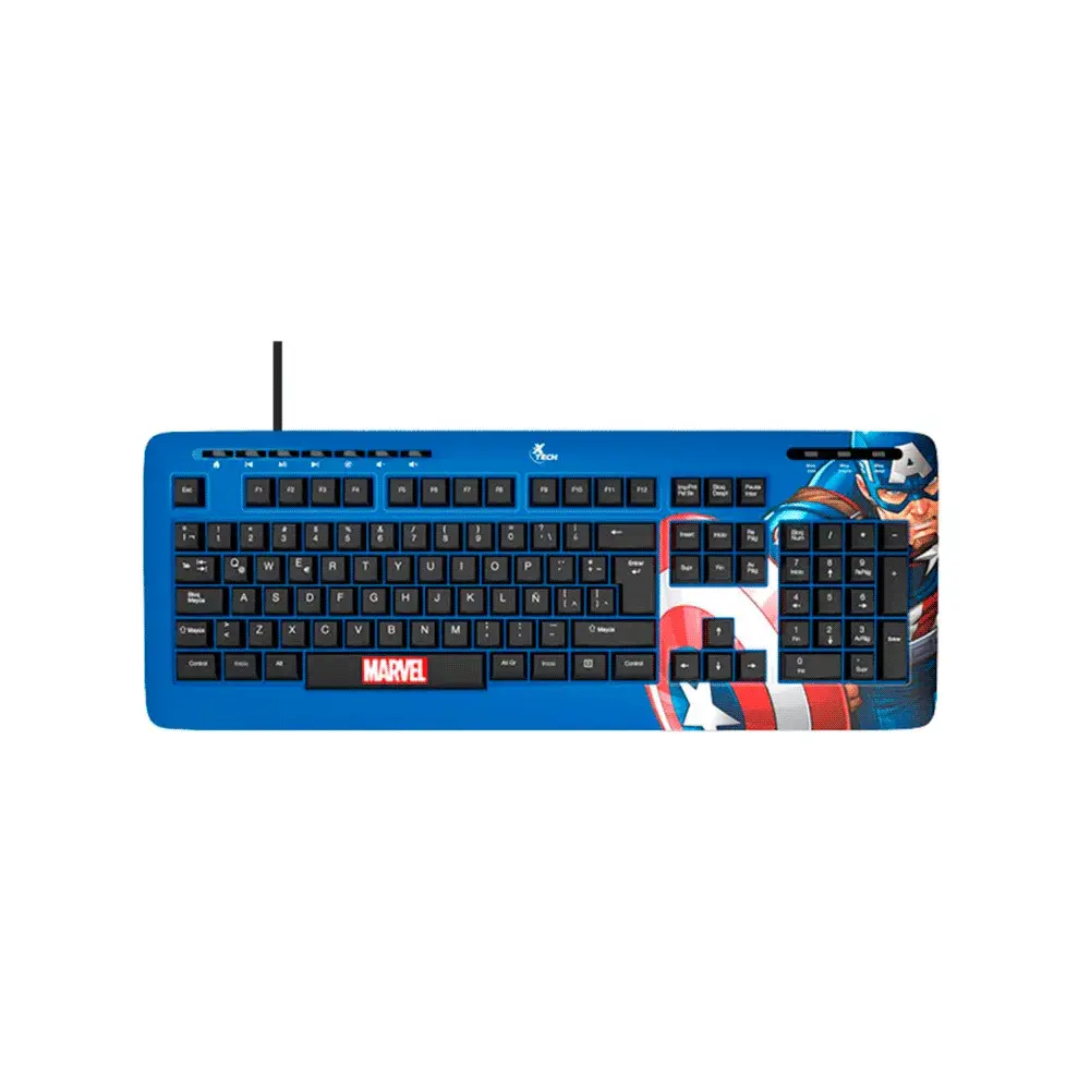 TECLADO CAP TECLADO USB XTECH XTK-M401CA CAPITAN AMERICA - Imagen 1