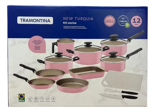 juego de olla turquia 12 JUEGO DE OLLAS 12PZAS. NEW TURQUIA ROSA - Imagen 1