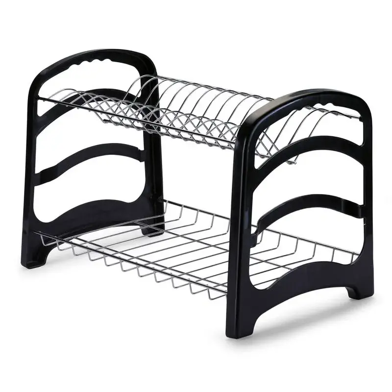 312319-800-800 Porta Platos de Acero x2 desmontable negro - Imagen 1