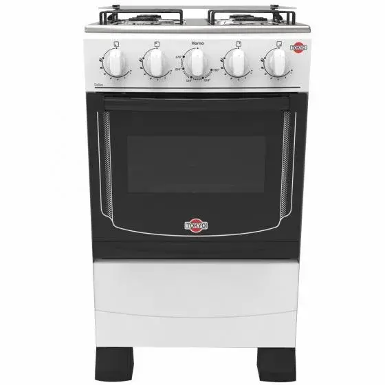 COCINA A GAS TPKYO2 (1) COCINA A GAS TOKYO DALLAS BLANCO 4H MESA INOX. - Imagen 1