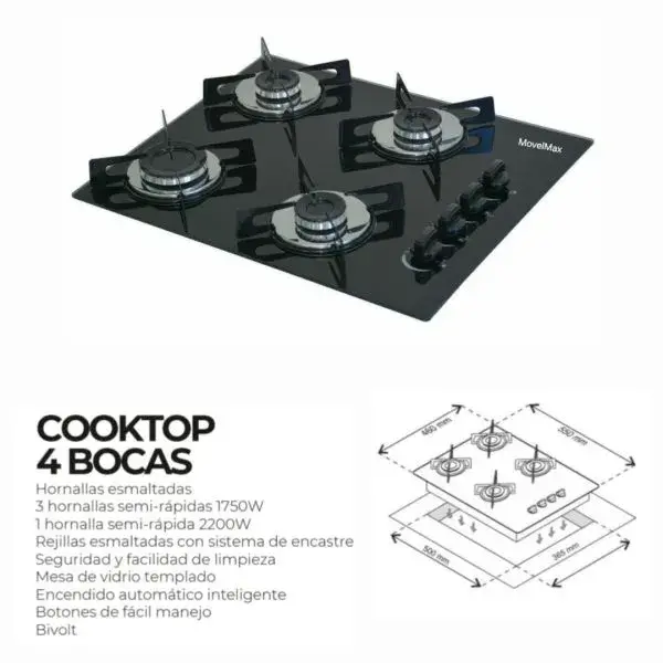 COOK 2 COOKTOP 4H ULTRA LLAMA NG/MOVELMAX - Imagen 1