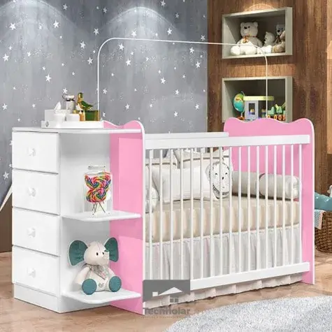 CUNA ROSA Cuna con Comoda NEW HAPPY JA BC/RS - Imagen 1