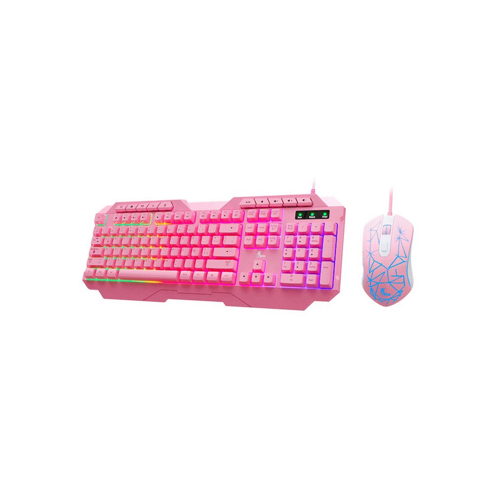 fastrax_103138_693075f8815a3.jpg TECLADO CON MOUSE USB XTECH XTK-540S MIRANA MULTI/LED/3600DPI/ESP/ROSA - Imagen 1