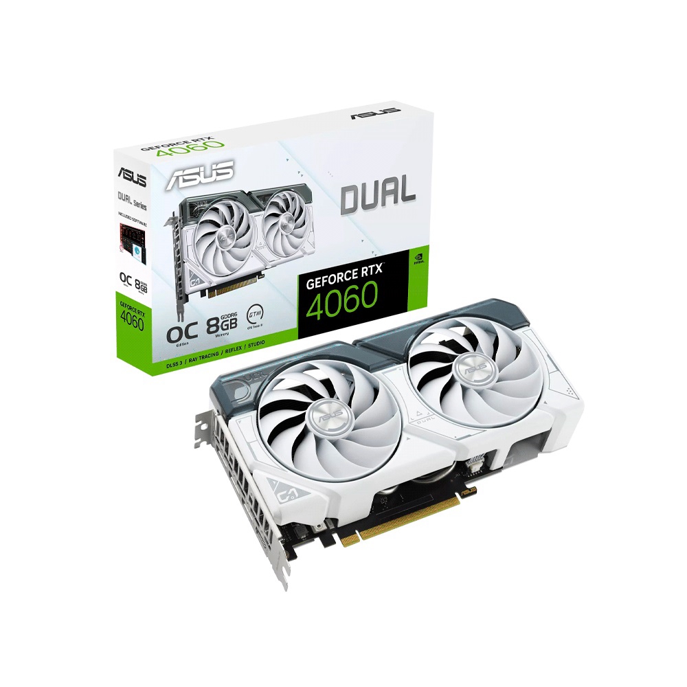 fastrax_106412_69307a9ea3451.jpg PLACA DE VIDEO ASUS RTX4060 DUAL OC 8GB WHITE GDDR6 DUAL-RTX4060-O8G-WHITE - Imagen 1