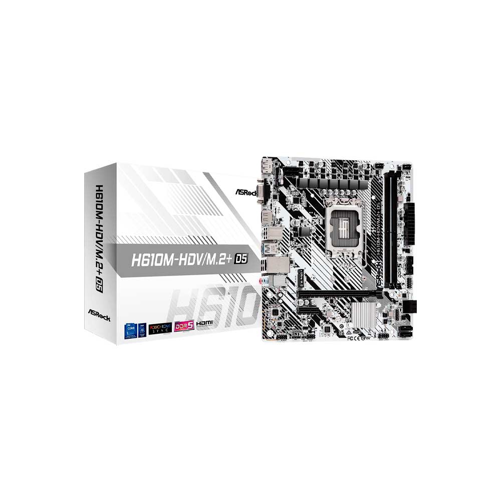 fastrax_116558_69308d254c744.jpg PLACA MADRE ASROCK 1700 H610M-HDV/M.2+ D5 V/S/R/HDMI/DP/M2/USB3.2/MATX - Imagen 1