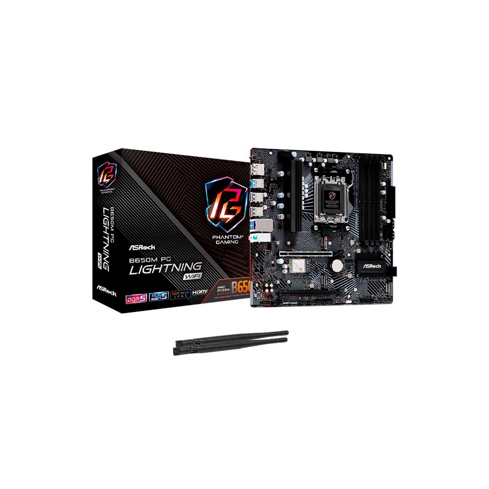 fastrax_116565_69308d2d8d221.jpg PLACA MADRE ASROCK AM5 B650M PG LIGHTNING WIFI DDR5 S/R/HDMI/DP/3M2/USB3.2/MATX - Imagen 1
