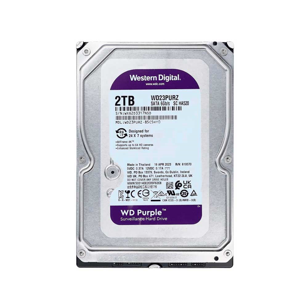 fastrax_118972_693090c7c6d0c.jpg DISCO DURO SATA3 2TB WESTERN DIGITAL PURPLE 5400 64MB WD23PURZ SURVEILLANCE (GARANTIA BR) - Imagen 1