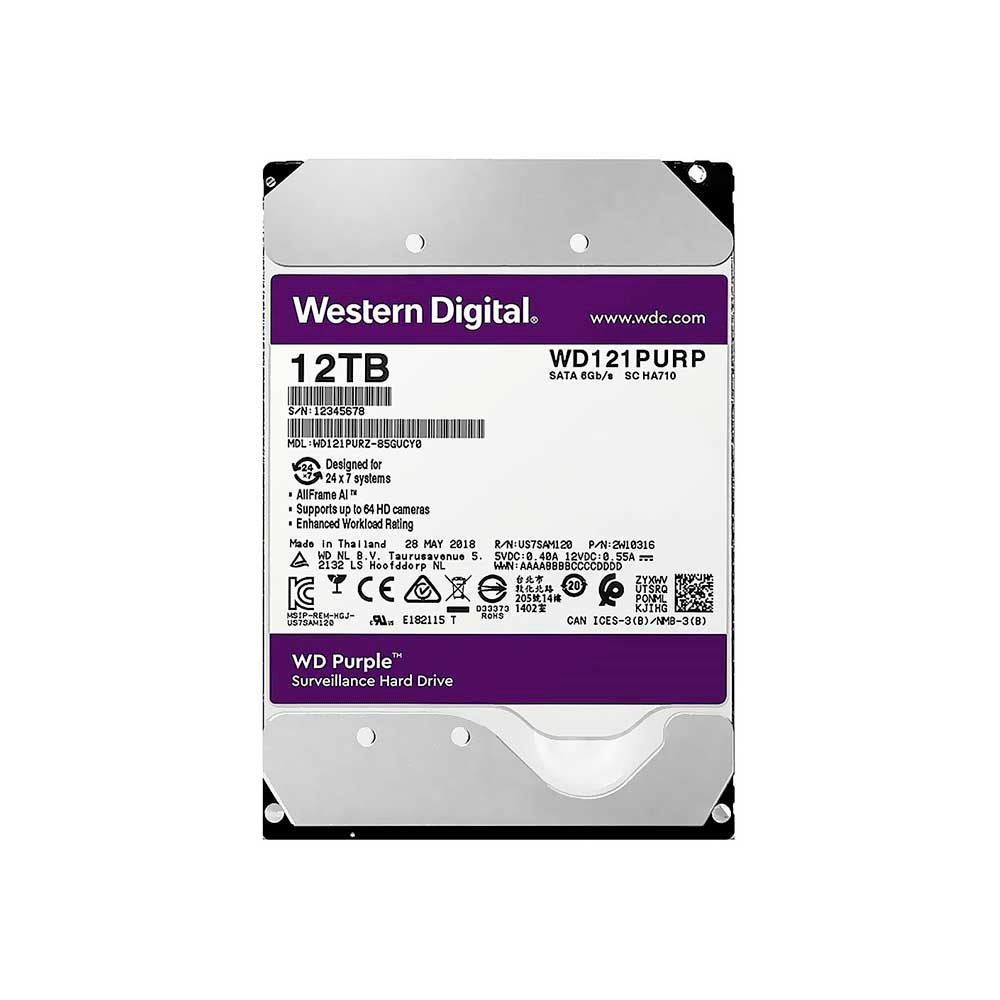 fastrax_119016_693090d0974e5.jpg DISCO DURO SATA3 12TB WESTERN DIGITAL PURPLE PRO 7200 256MB WD121PURP SURVE (GARANTIA BR) - Imagen 1