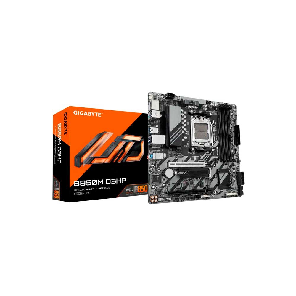 fastrax_122153_6930965ac8cf6.jpg PLACA MADRE GIGABYTE AM5 B850M D3HP DDR5 S/R/HDMI/DP/2M2/USB3.2/MATX - Imagen 1