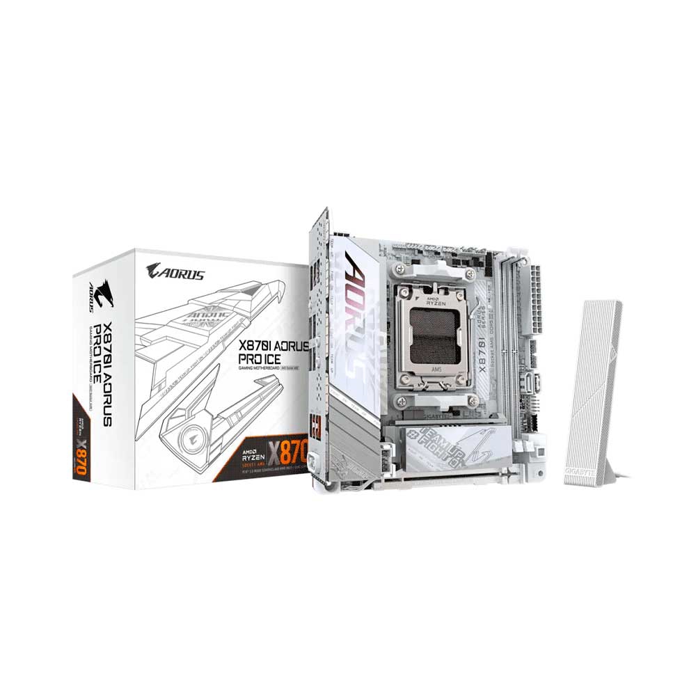 fastrax_128452_69309bfa43ba2.jpg PLACA MADRE GIGABYTE AM5 X870I AORUS PRO ICE S/R/HDMI/2M2/WIFI/USB/MITX - Imagen 1