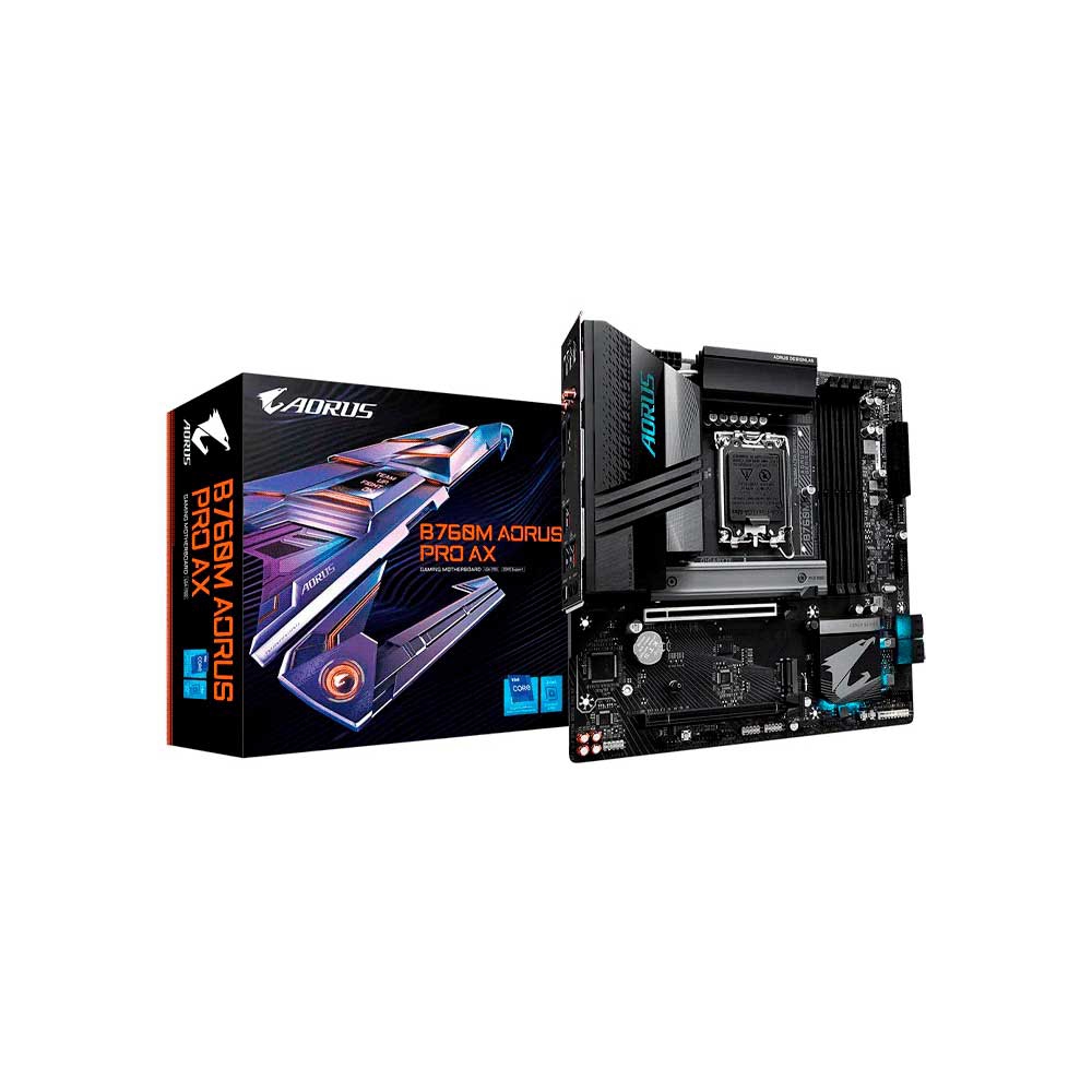 fastrax_128490_69309c16959ed.jpg PLACA MADRE GIGABYTE 1700 B760M AORUS PRO AX S/R/HDMI/DP/2M2/DDR5/WIFI/USB/MATX - Imagen 1