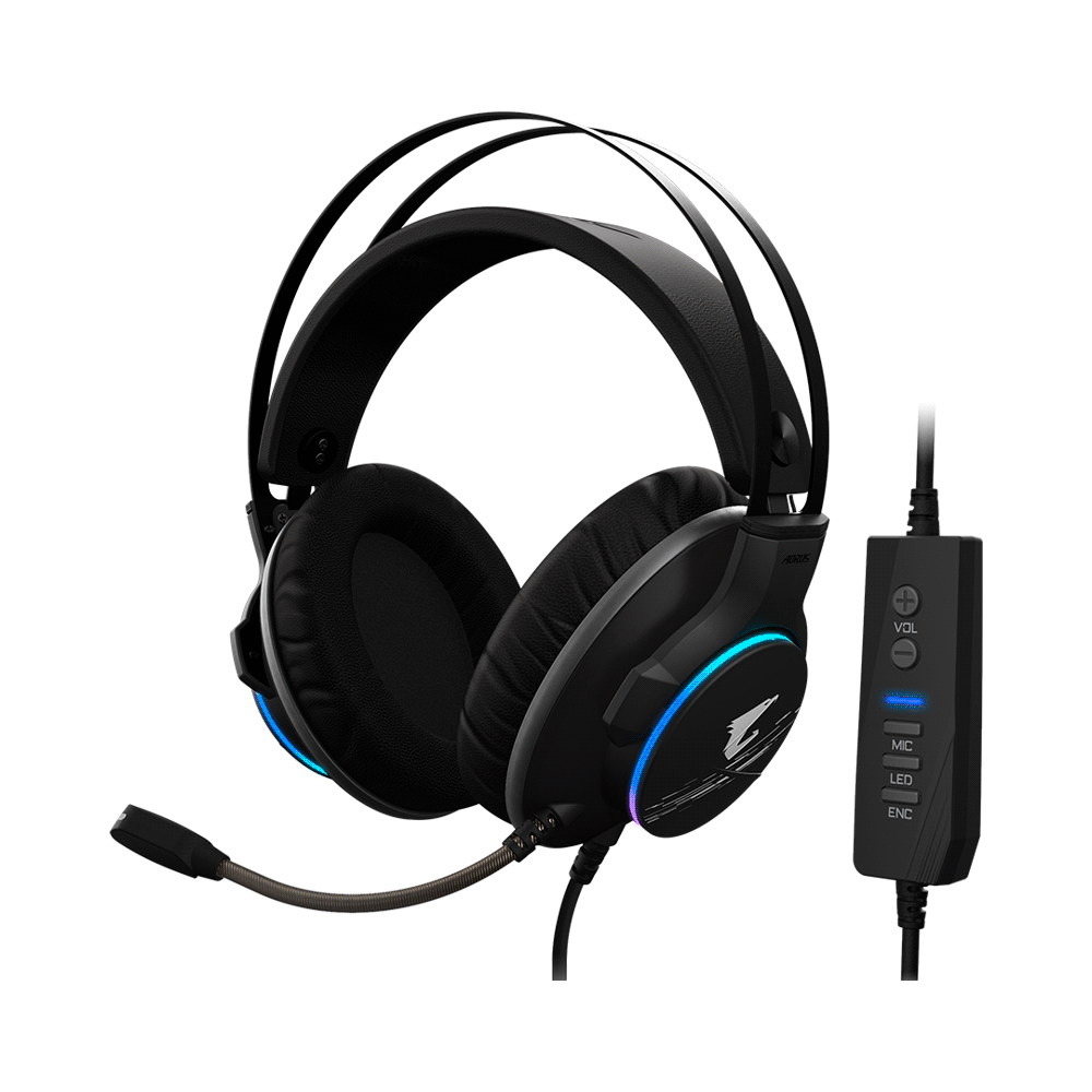 fastrax_69717_69304d531b8a8.jpg AURICULAR CON MICROFONO GAMER GIGABYTE GP-AORUS H1 7.1 RGB/ENC/USB2.0 NEGRO - Imagen 1
