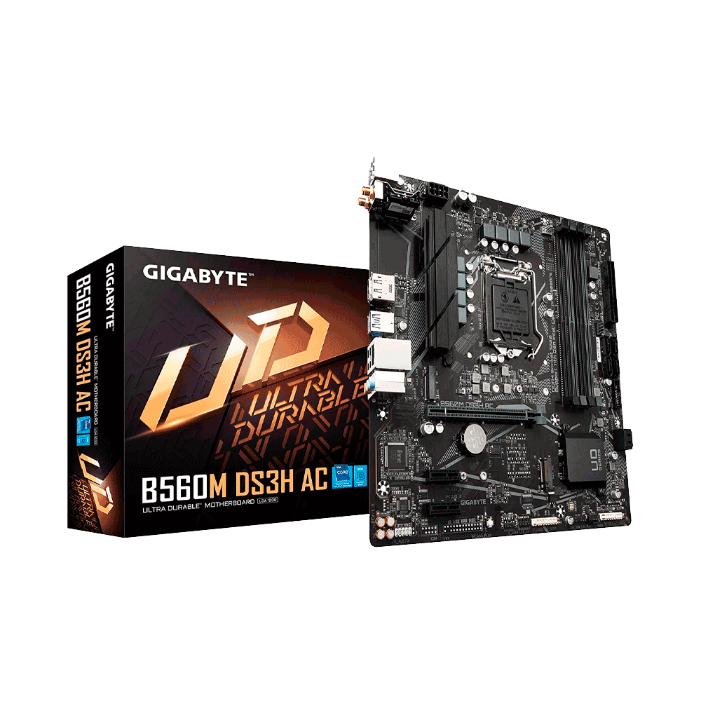 fastrax_71574_6930503957d35.jpg PLACA MADRE GIGABYTE 1200 B560M DS3H AC S/R/HDMI/DP/WIFI/2M2/DD4/USB3.2/MATX - Imagen 1