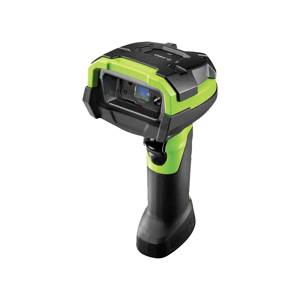 fastrax_72458_6930519aa24cc.jpg LECTOR ZEBRA DS3678-SR 1D/2D IMAGER WIRELESS C/BASE NEGRO-VERDE - Imagen 1