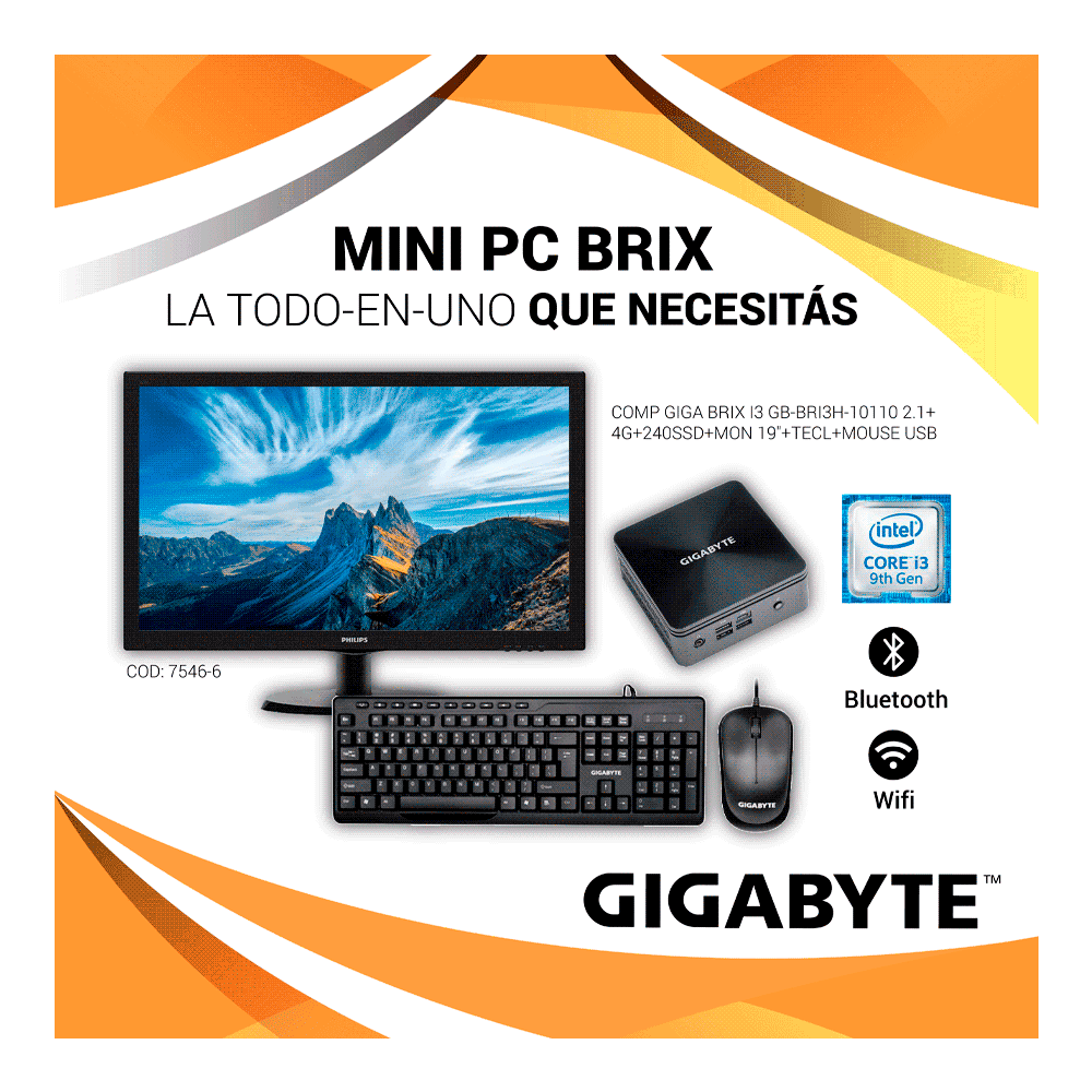 fastrax_75466_69305607d3cf7.jpg COMPUTADORA GIGA BRIX GB-BRI3H-10110 CORE i3 2.1/4G/240SSD/MON 19"/ MOUSE+TECLADO ING - Imagen 1