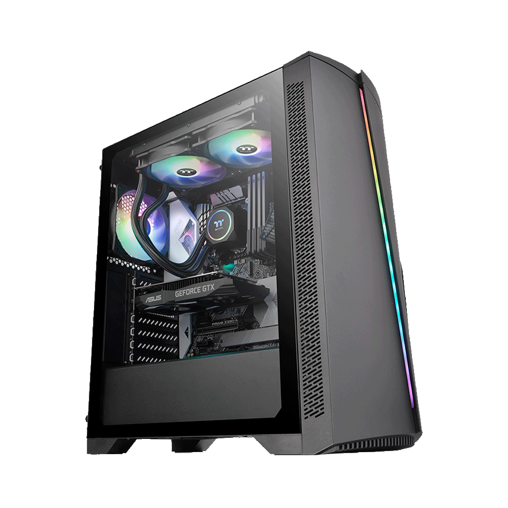 fastrax_75626_69305637d3f02.jpg GABINETE THERMALTAKE H350 TG RGB CA-1R9-00M1WN-00 VIDRIO 1FAN ATX NEGRO - Imagen 1