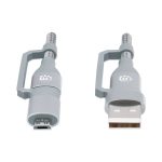 CABLE USB 390606 DE CARGA Y SINCRONIZACIÓN 4 EN 1 USB-A/USB-C/ MICRO-USB/ 1M GRIS 480 MBPS - Imagen 3