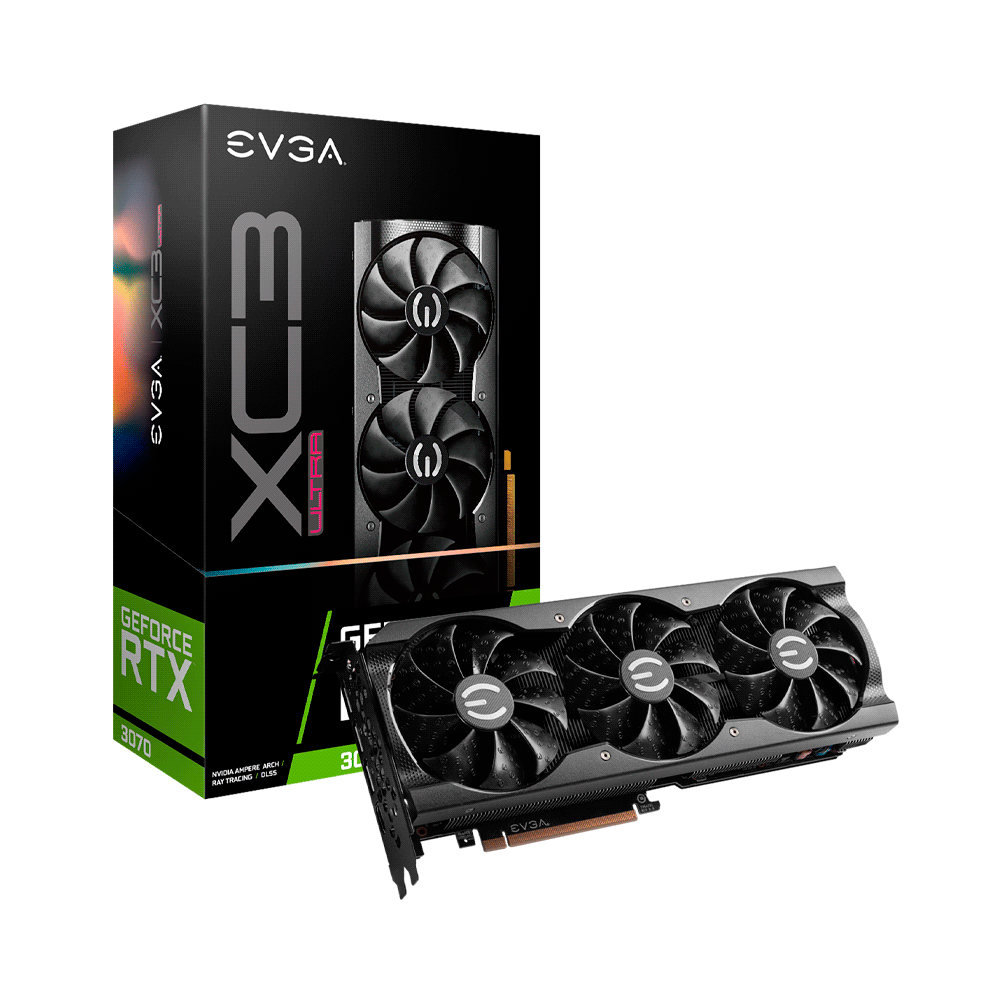 fastrax_76944_693058afc4724.jpg PLACA DE VIDEO EVGA RTX3070 XC3 ULTRA GAMING 8GB DDR6 LHR 08G-P5-3755-KL - Imagen 1