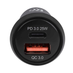 CARGADOR PARA AUTO USB/USB-C 102414 25W/3A/12V/24V NEGRO - Imagen 3