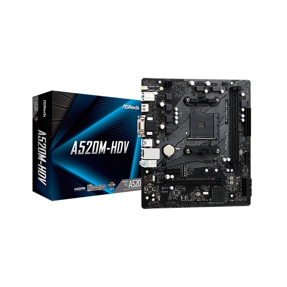 fastrax_95211_69306c39f12de.jpg PLACA MADRE ASROCK AM4 A520M-HDV V/S/R/DVI/HDMI/M.2/DDR4/USB3.2/MATX - Imagen 1