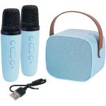 MINI PARLANTE INHLAMBRICO LEVEL LPM-001 CELESTE- 2 MICROFONOS