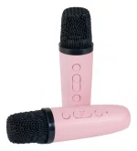 MINI PARLANTE INHLAMBRICO LEVEL LPM-001 ROSA- 2 MICROFONOS - Imagen 3