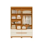 ROPERO DOBLE 4 PTZ 4 CAJAS C/ESPEJO CINAMOMO/IM - Imagen 2