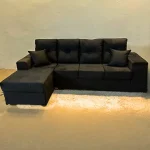 SOFA MOVELMAX VICTORIA 3 + CHAISE NEGRO C/ BAUL + 2 ALMOHADAS