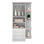 ROPERO 2 PUERTAS 3 CAJONES 825/105 QMOVI BLANCO/ROSA - Imagen 2