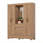 ROPERO 4 PUERTAS 2 CAJONES CON ESPEJO BS07 BRIZ JEQUITIBA BRILLO