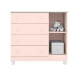 COMODA ZAPATERA ABBA 1 PUERTA 4 CAJONES 2561 QMOVI ROSA