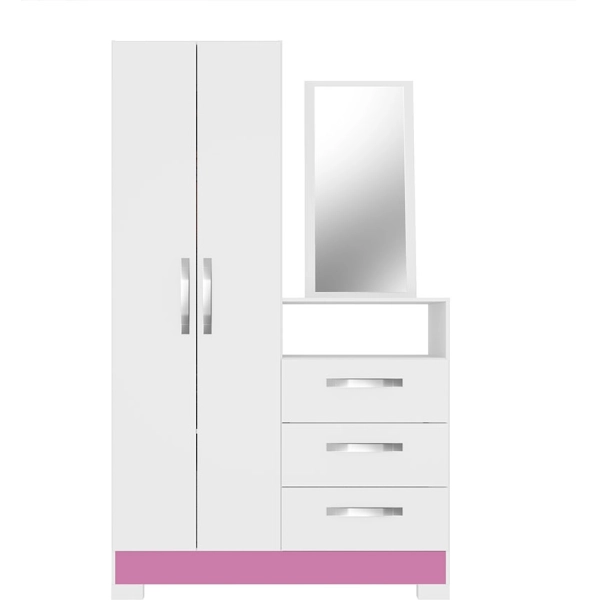 MKP011397__600__600__COMODA-MULTIUSO-ABBA-2-PUERTAS-3-CAJONES-CON-ESPEJO-NT5165-NOTAVEL-BLANCO_ROSA COMODA MULTIUSO 2 PUERTAS 3 CAJONES C/ESPEJO NT5165 NOTAVEL - Imagen 1