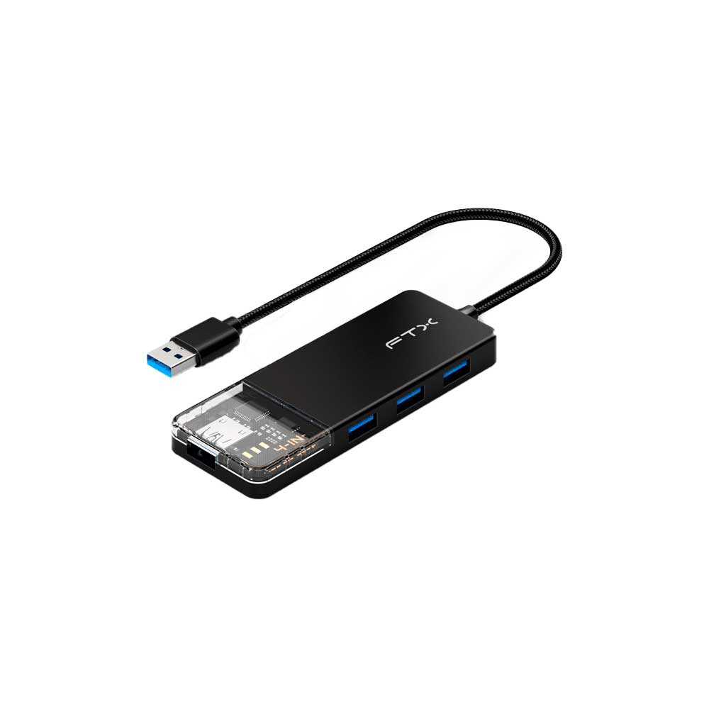 fastrax_115537_6a6d3a9362d44.jpg HUB USB 3.0 DE 4 PUERTOS FTX-HUBT1-PB 5GBPS/5V 1.5A - Imagen 1