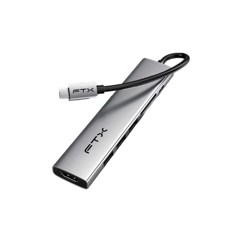 fastrax_115568_6a6cbdc5f1784.jpg HUB 7 EN 1 USB-C - HDMI/USB-A/USB-C/SD FTX-HBP2-AG7 4K/30HZ/100W/5GBPS - Imagen 1