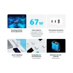 CARGADOR P/ PARED 67W XIAOMI GAN CHARGER USB-A/USB-C C/CABLE BHR7492US - Imagen 4