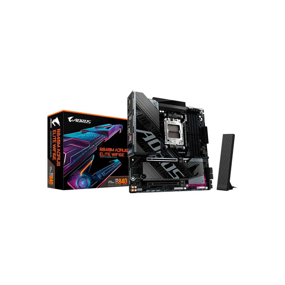 fastrax_122115_6a56550485a70.jpg PLACA MADRE GIGABYTE AM5 B840M AORUS ELITE WIFI6E DDR5 S/R/HDMI/DP/2M2/USB3.2/MATX - Imagen 1