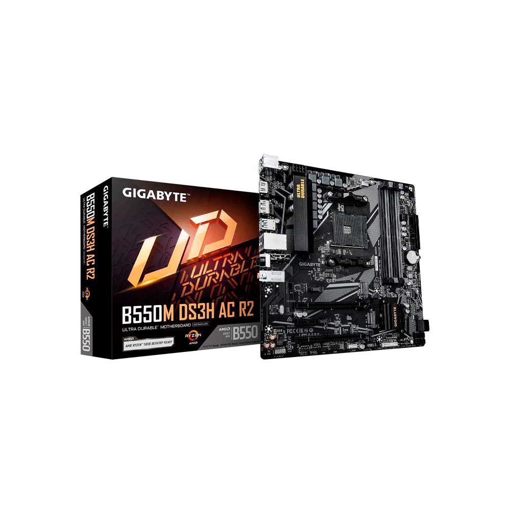 fastrax_124447_6a565516ced01.jpg PLACA MADRE GIGABYTE AM4 B550M DS3H AC R2 S/R/HDMI/HDMI/DP/2M2/DDR4/WIFI/USB/MATX - Imagen 1
