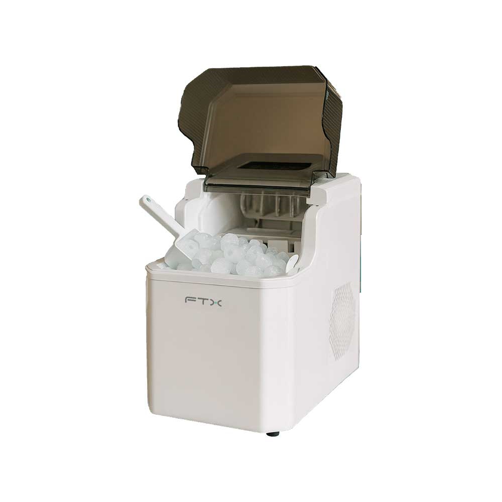 fastrax_127387_6a6bceabc0cf9.jpg FABRICADORA DE HIELO FTX 100W 220V 1.5L/15KG BLANCO IM-06 - Imagen 1