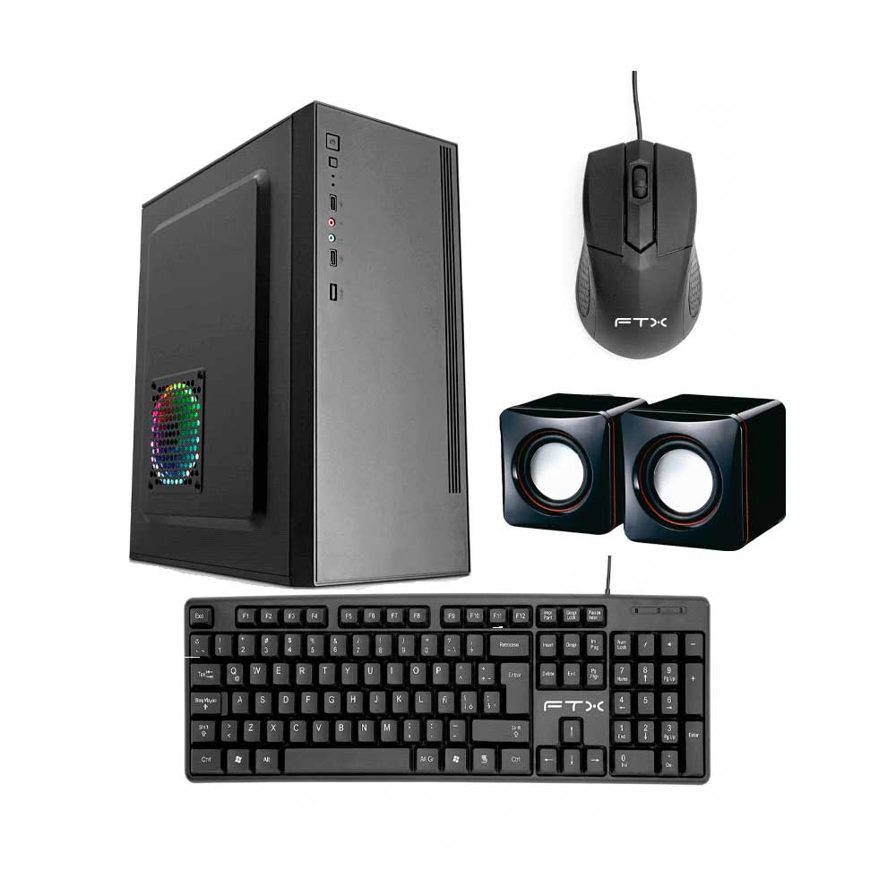 fastrax_132176_6a6cbe0157efb.jpg GABINETE KIT FTX PCC-5W3 C/FUENTE 500W MOUSE+TECL/ESP+PARLANTE ATX/MATX/ITX - Imagen 1