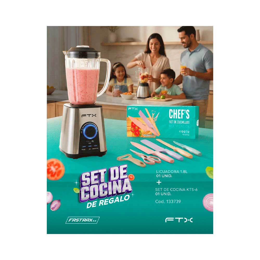 fastrax_133739_6a56d16c5ce51.jpg COMBO LICUADORA FTX 1.8L B2-180 + SET DE COCINA FTX KTS-6 - Imagen 1