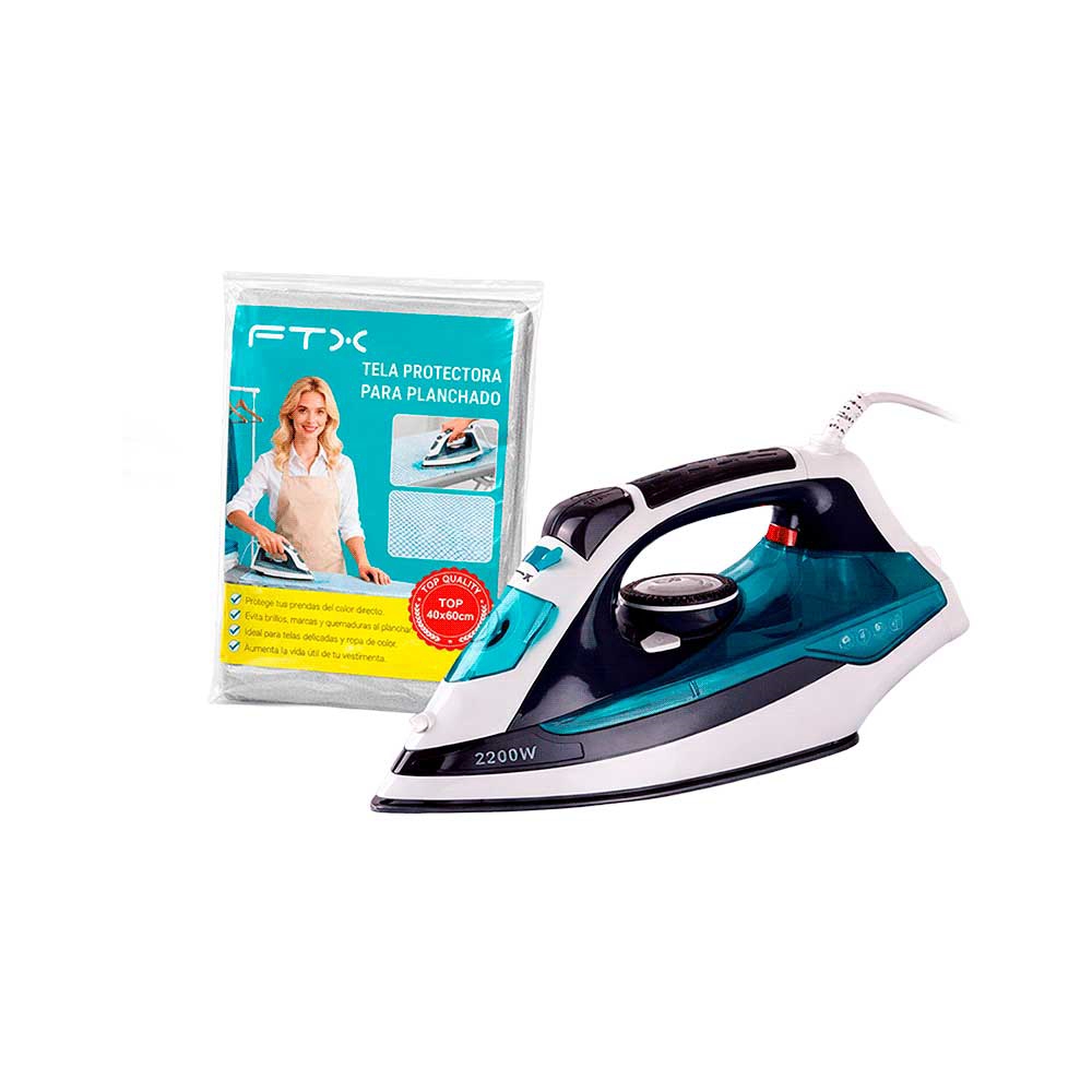 fastrax_134842_6a6d12b89fb16.jpg PLANCHA A VAPOR FTX 2200W 220V CERAMICO/SECO EI2-22 + PROTECTOR TERMICO DE PLANCHADO - Imagen 1