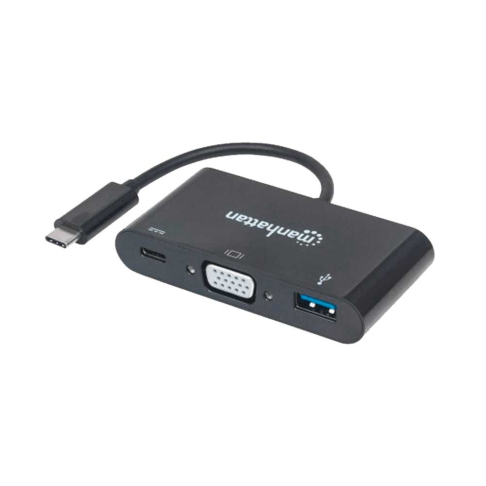 fastrax_16896_6a5663796a9bb.jpg ADAPTADOR USB-C 3.1 PARA VGA/USB-A/USB-C 152044 HD/FHD/60HZ MULTIPUERTOS NEGRO BLISTER - Imagen 1