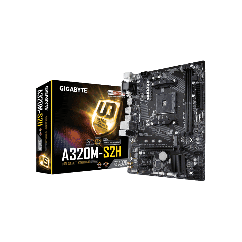 fastrax_22958_6a566420c355e.jpg PLACA MADRE GIGABYTE AM4 A320M-S2H V/S/R/DVI/HDMI/M2/DDR4/MATX - Imagen 1