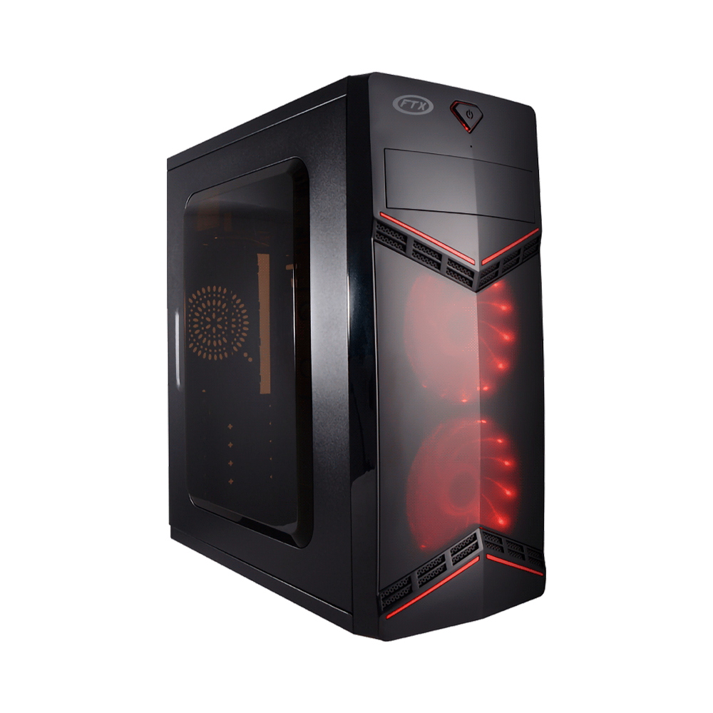 fastrax_60325_6a6aeddaf1b48.jpg GABINETE FTX FTX3130 GAMER CON DECORACION ROJO - Imagen 1