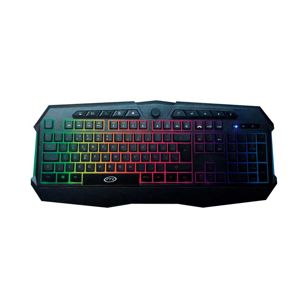 fastrax_60370_6a6d37528c6bc.jpg TECLADO GAMER USB FTXK623 RGB MULTIMEDIA/NUMERICO/ESPAÑOL/NEGRO - Imagen 1