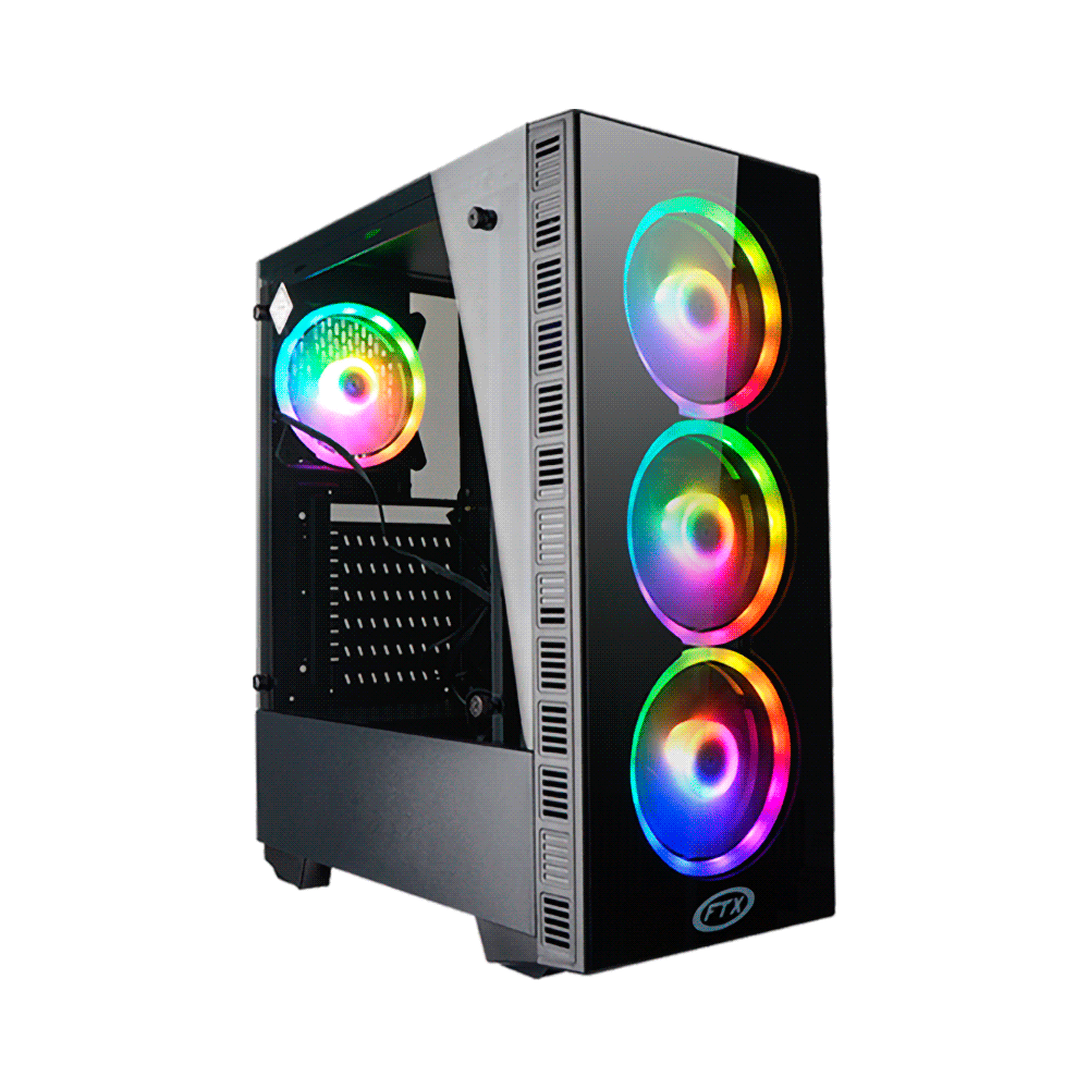 fastrax_60417_6a6aedee7db5b.jpg GABINETE GAMER FTX FTX5512 RGB CON VIDRIO TEMPLADO 4 FAN - Imagen 1