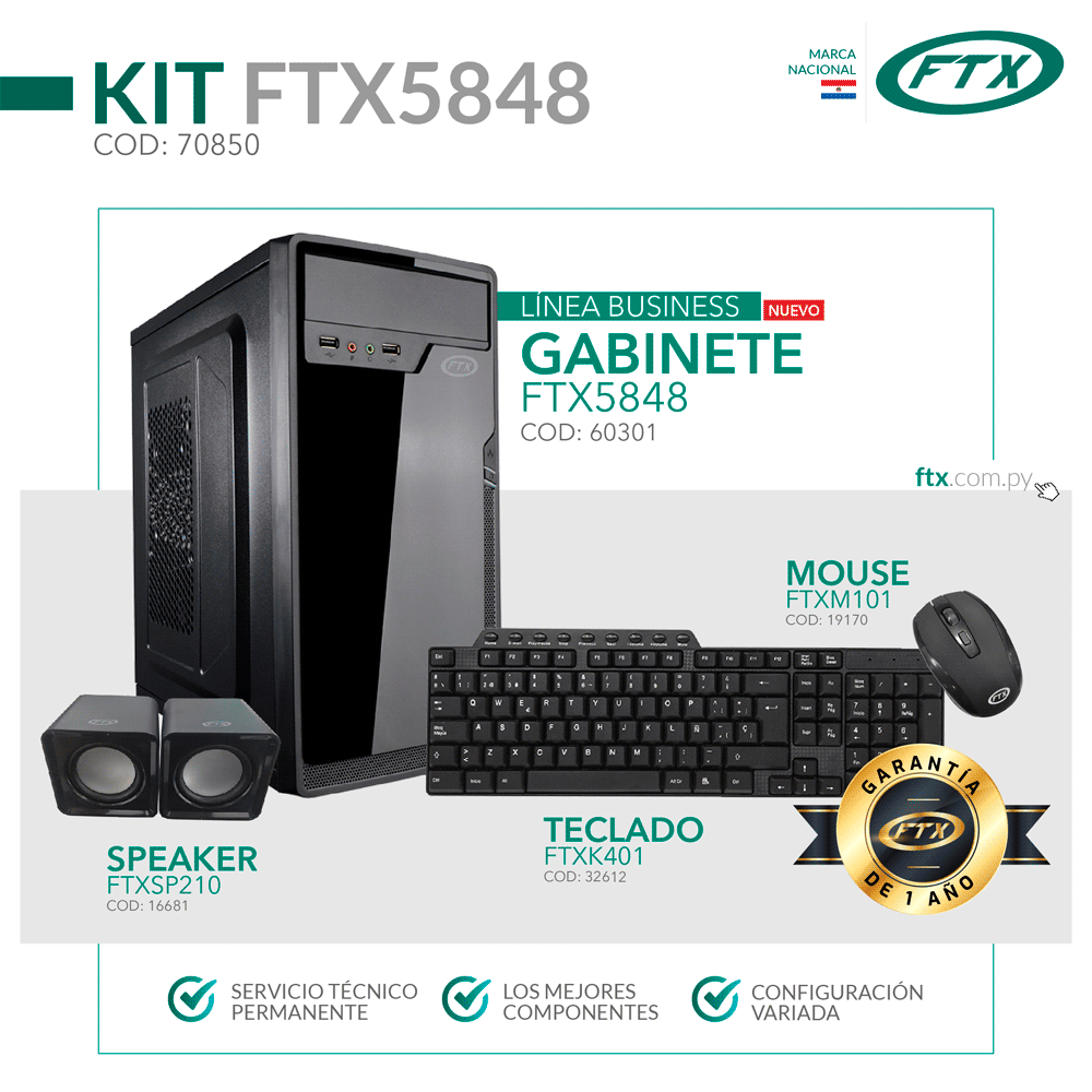 fastrax_70850_6a6d3799a7998.jpg GABINETE KIT FTX5848 500W+ MOUSE+TECLADO MULTIMEDIA+SPEAKER/ ESPAÑOL - Imagen 1