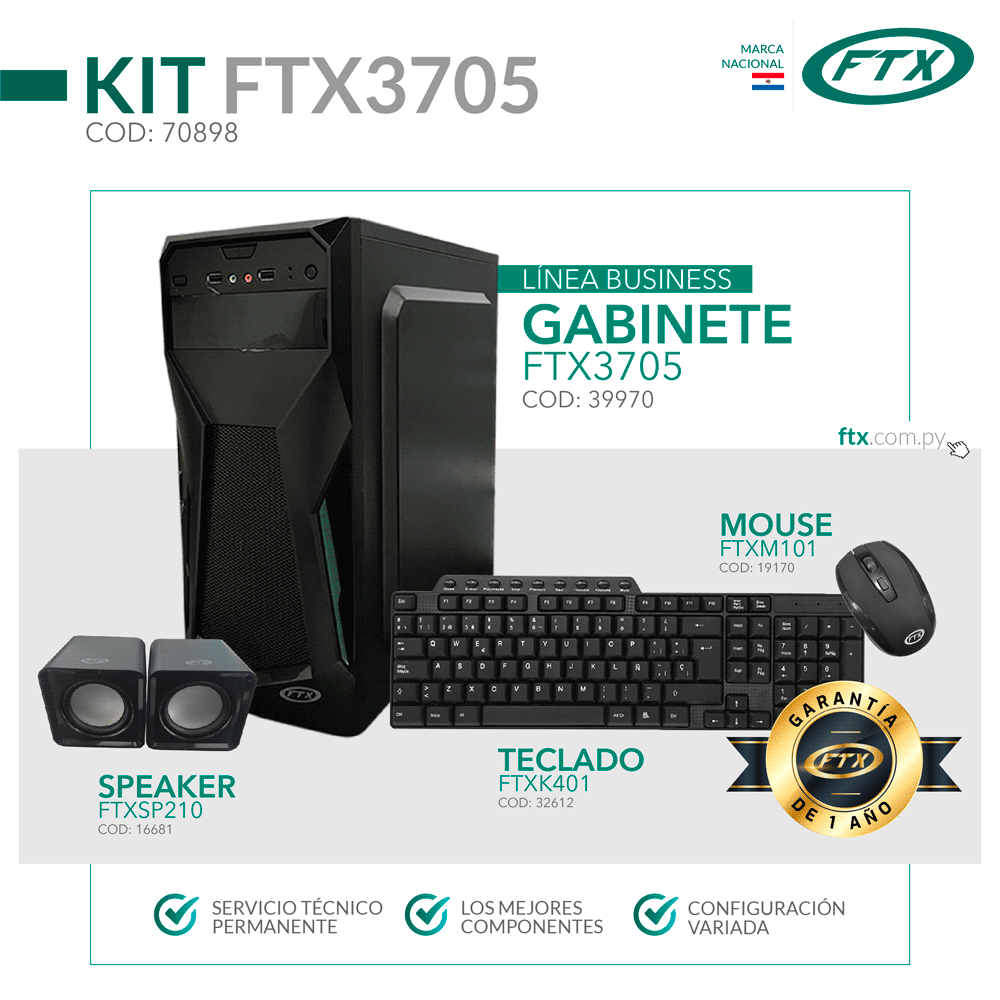 fastrax_70898_6a6d37ae90f38.jpg GABINETE KIT FTX3705 500W+ MOUSE+ TECLADO MULTIMEDIA+ SPEAKER/ ESPAÑOL - Imagen 1